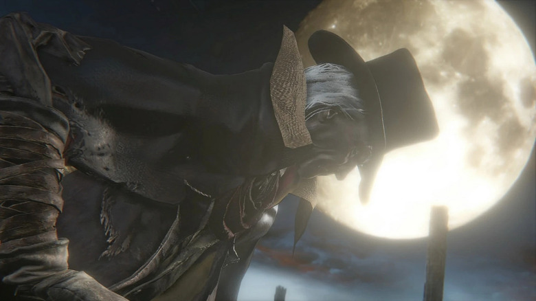 Bloodborne Gerhman in front of moon