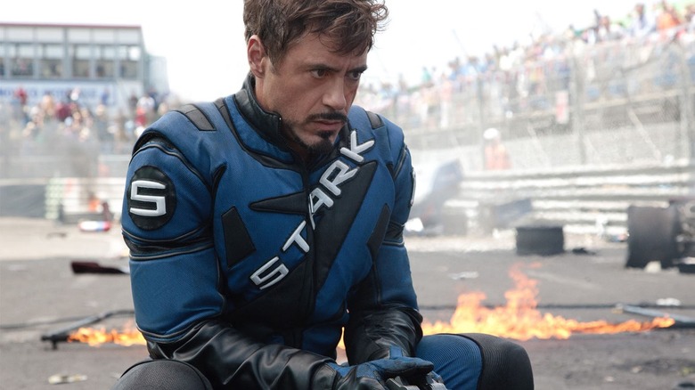 Tony Stark after his car blows up in in Iron Man II (2010)