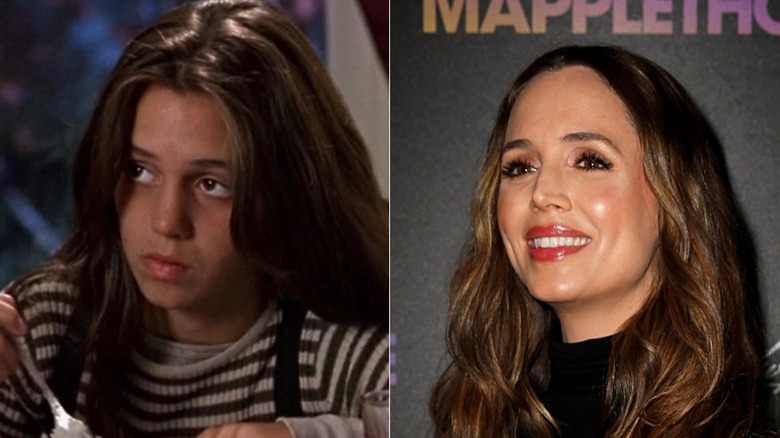 Dana from True Lies (left); actor Eliza Dushku (right)