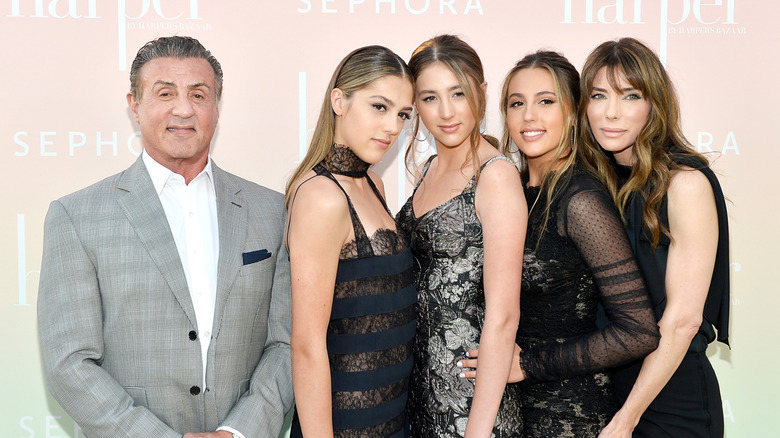Sylvester Stallone with wife and kids