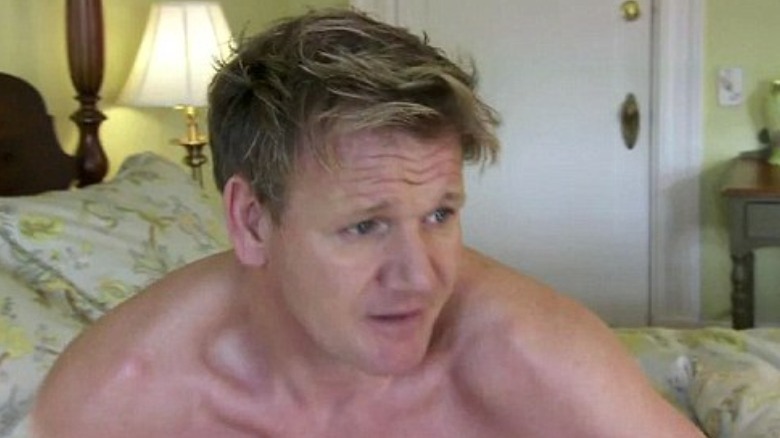 Gordon Ramsay stripping for a shower