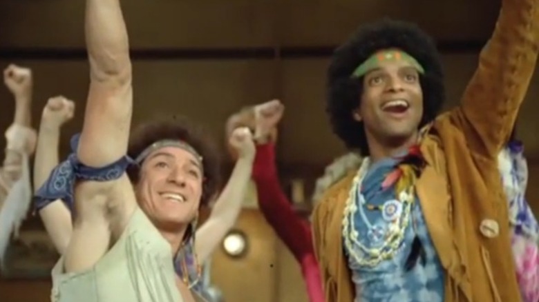 Carmine and Roger pose in "Laverne and Shirley"