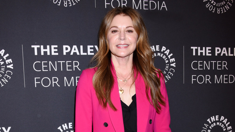 Jane Leeves wearing pink blazer