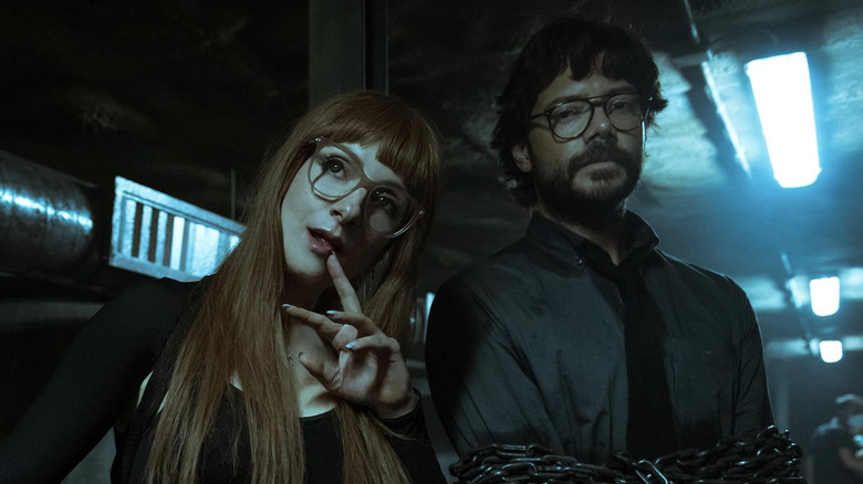 Money Heist Alicia and the Professor in basement room