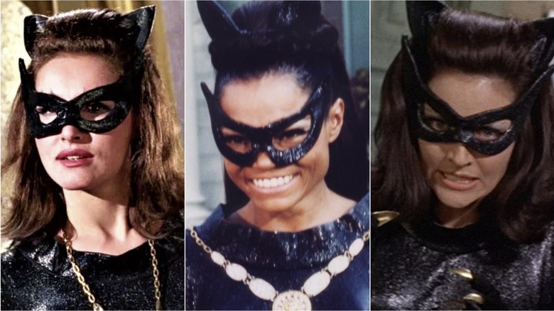 (From left to right) Julie Newmar, Eartha Kitt, and Lee Meriweather as Catwoman