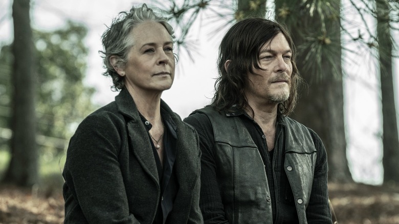 Carol & Daryl staring forward