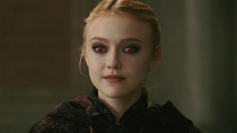 Jane smiling with red eyes
