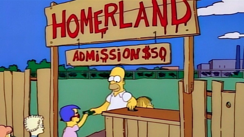 Homer selling tickets to Homerland