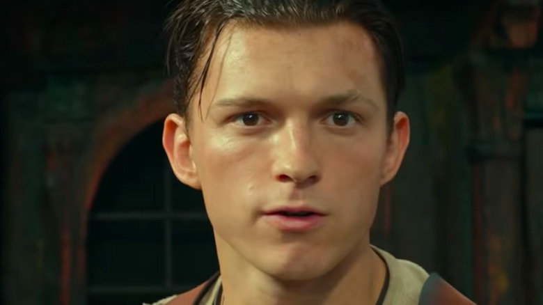 Tom Holland as a determined Nathan Drake in Uncharted