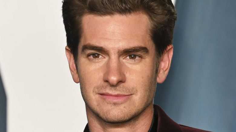 Andrew Garfield posing for press