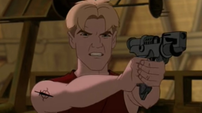 Cale holding a gun