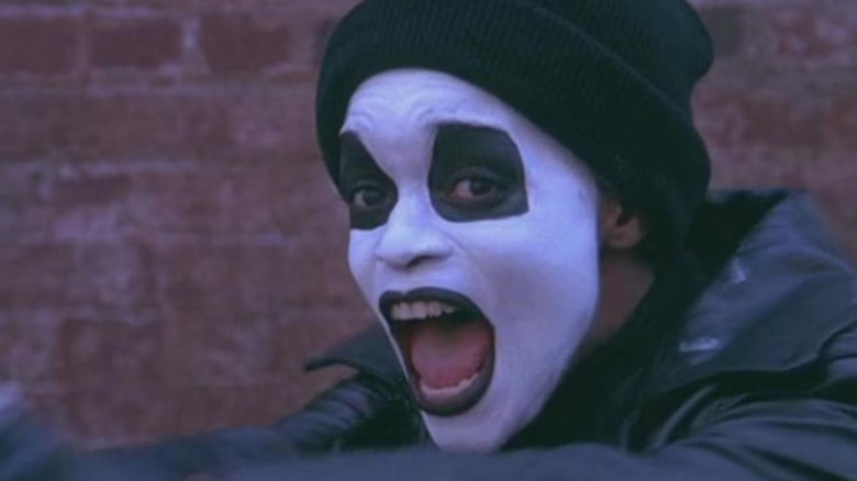 A bank robber in make-up