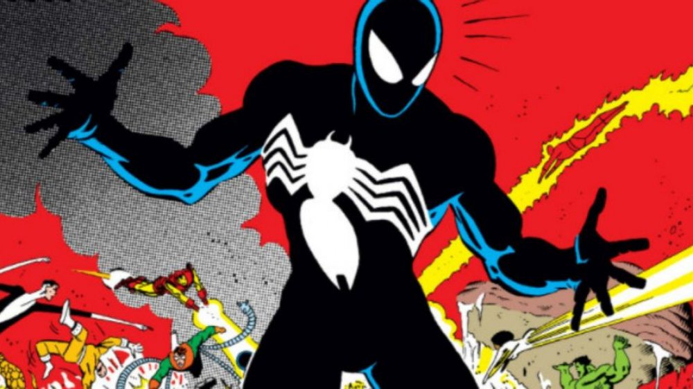 Spider-Man dons the black suit