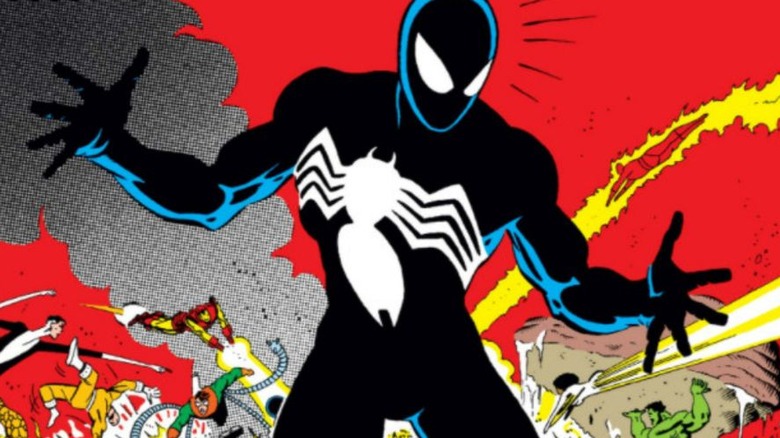 Spider-Man dons the black suit