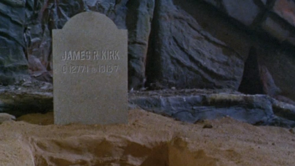 Kirk's tombstone, as created by Gary Mitchell, reads "James R. Kirk"