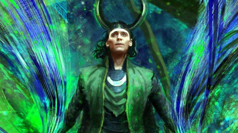 Loki holding different-colored timeline strands