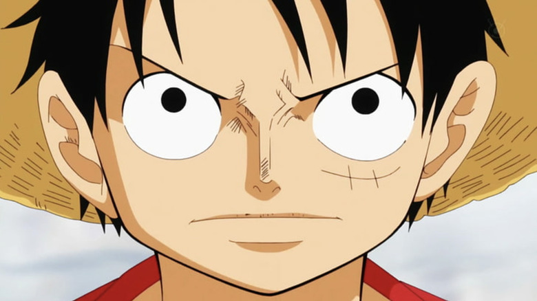 Luffy with a serious look on his face