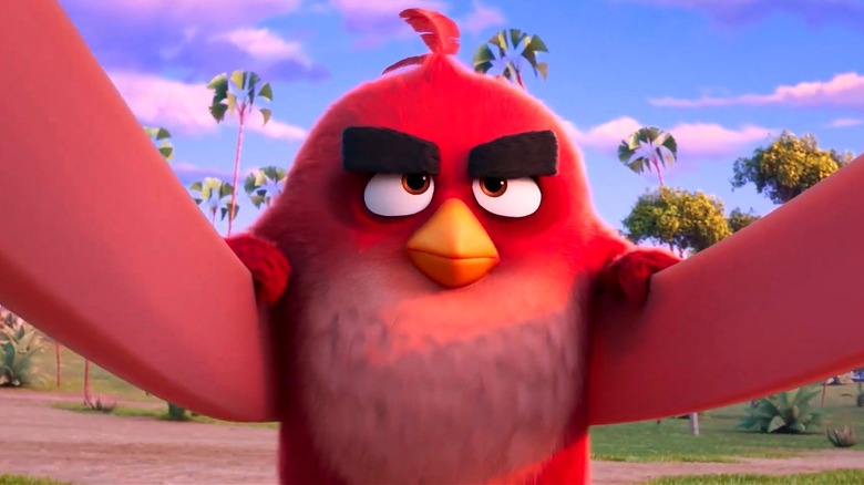 Red preparing to launch himself in the teaser for The Angry Birds Movie 3