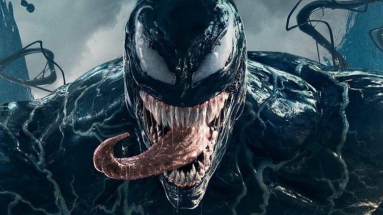 Venom sticks out his tongue