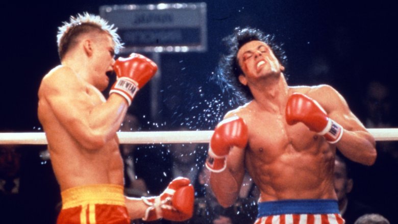 Dolph Lundgren and Sylvester Stallone in Rocky IV