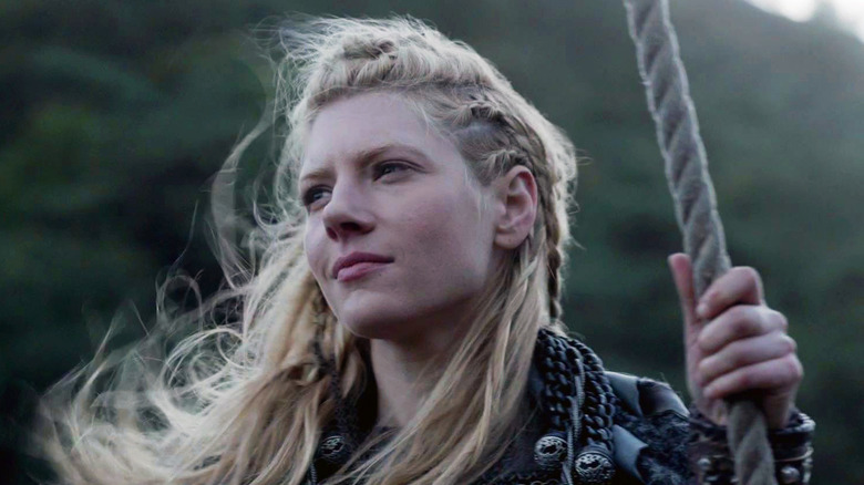 Lagertha smiling while sailing