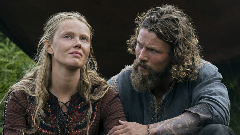 Frida Gustavsson as Freydis Eriksdotter, Leo Suter as Harald Sigurdsson in Vikings: Valhalla