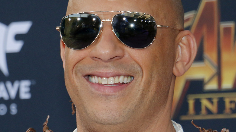 Vin Diesel wearing sunglasses at red carpet