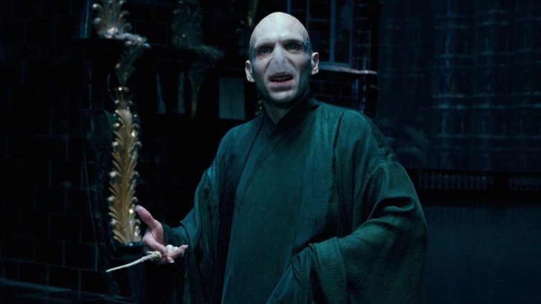 Voldemort holding a wand
