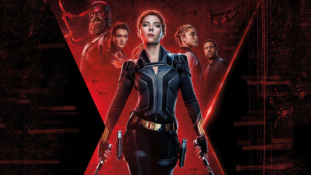 Promo poster art featuring the cast of Black Widow