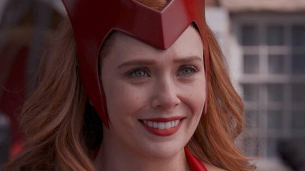 Wanda Maximoff in her Scarlet Witch Halloween costume