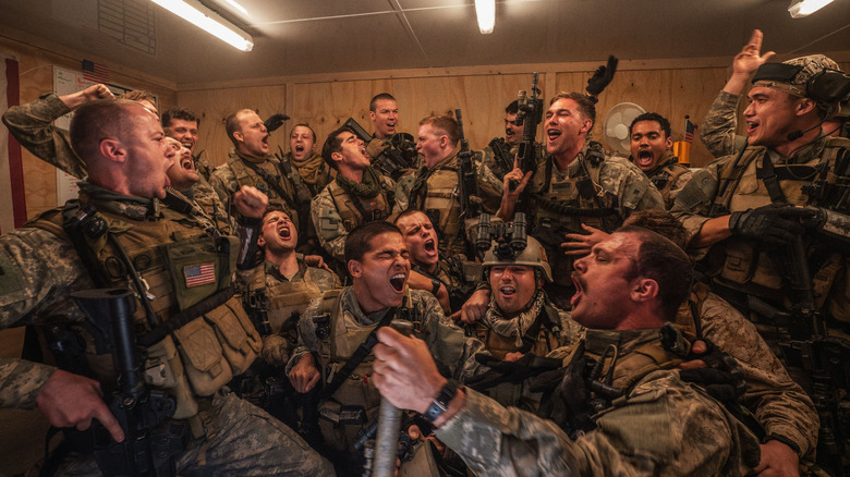 Soldiers sing together in 