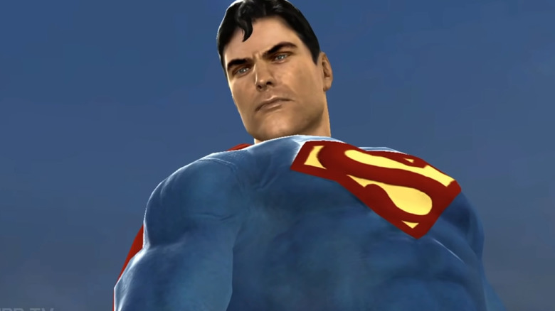 Superman looking down to Earth