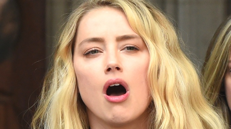 Amber Heard mid-sentence