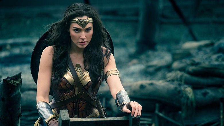 Wonder Woman emerging to walk across No Man's Land in Wonder Woman (2017)