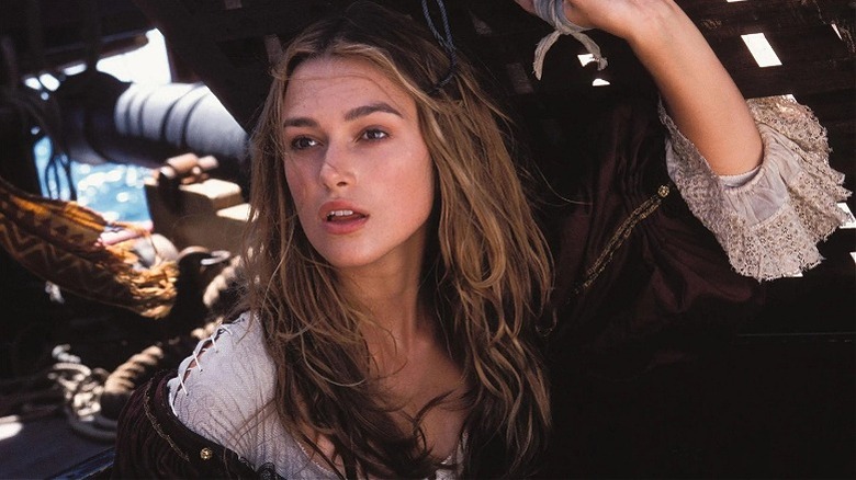 Elizabeth Swann looking up from below deck in Pirates of the Caribbean: The Curse of the Black Pearl
