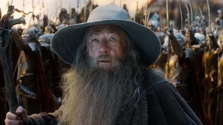Gandalf looks up at the sky