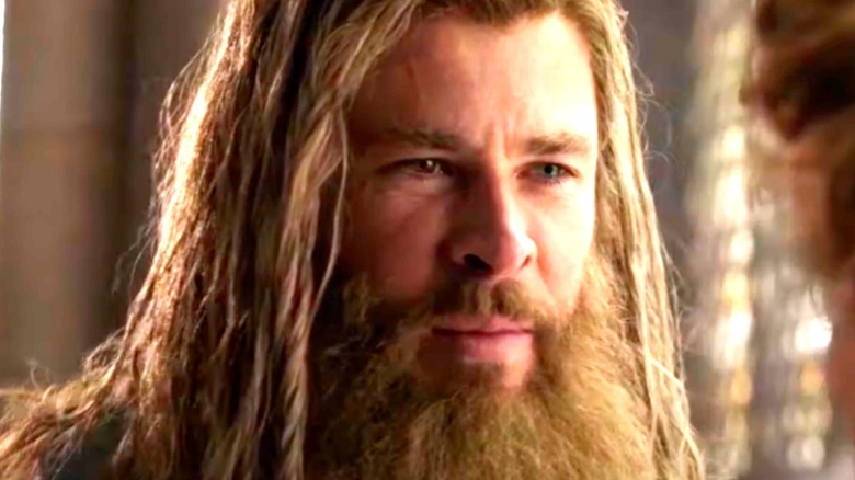 Chris Hemsworth acting as Thor in Avengers: Endgame