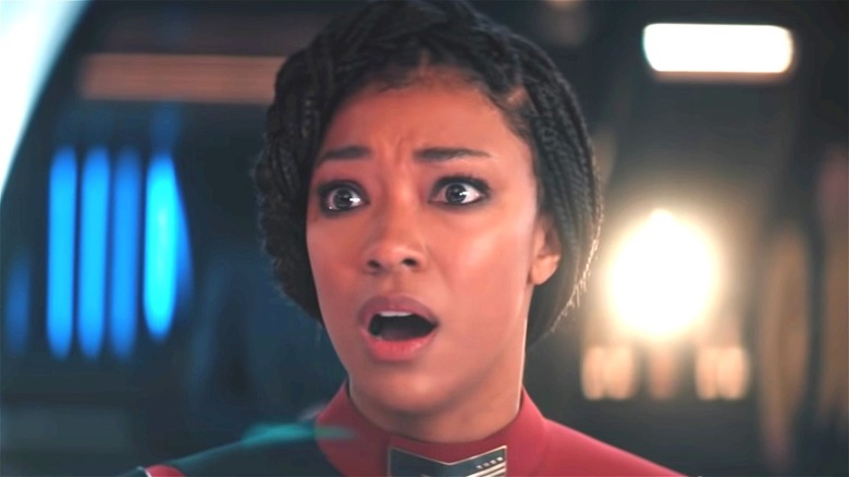 Discovery's Burnham looking shocked on Star Trek: Discovery