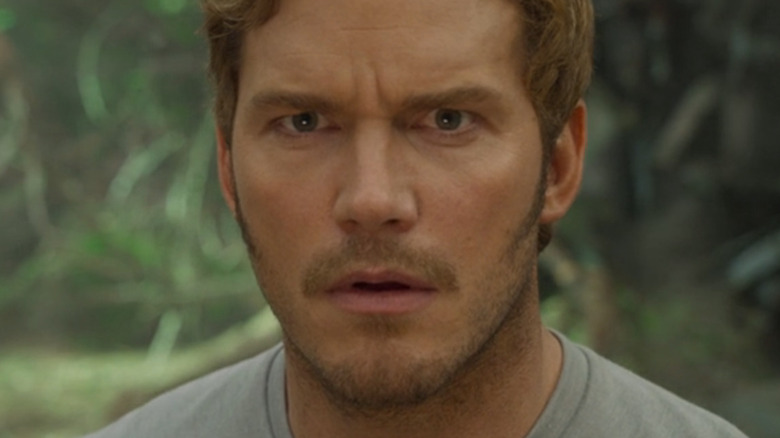 Chris Pratt stares agape as Peter Quill