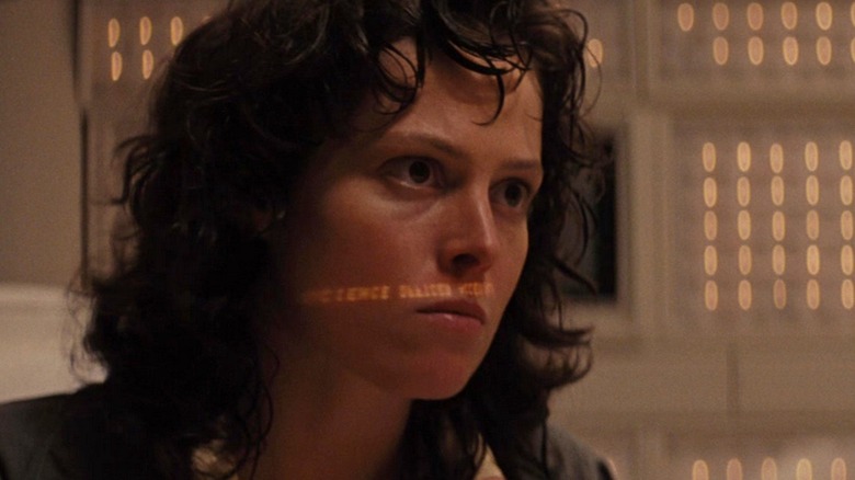 Ripley sits in the Mother control room in "Alien" (1979)