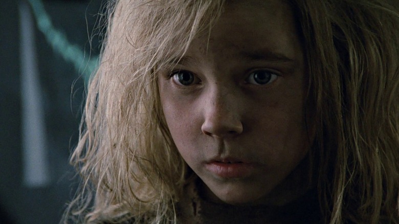 Newt stares intently ahead in "Aliens" (1986)