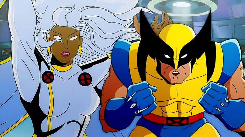 Storm and Wolverine posing