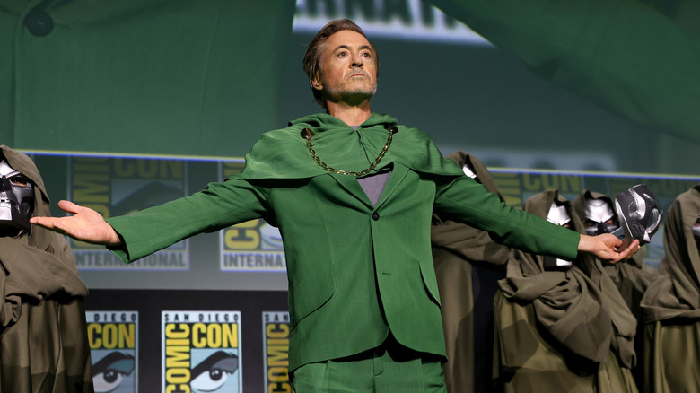 Robert Downey Jr. unveiling himself as Doctor Doom at SDCC 2024