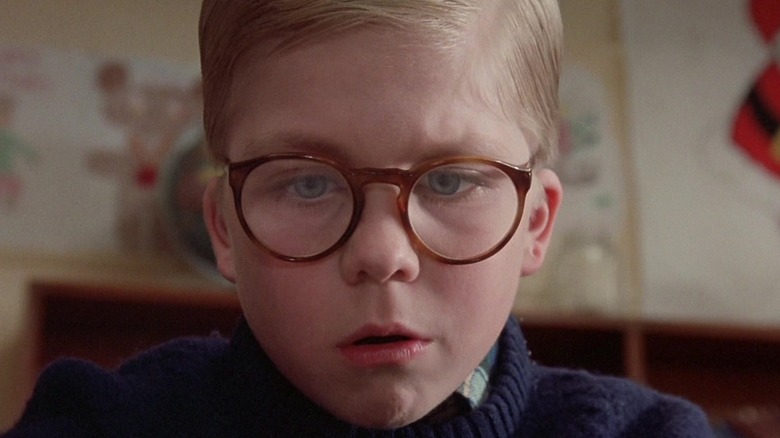 Ralphie in A Christmas Story looking worried