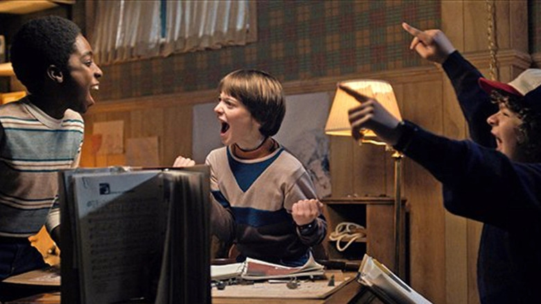 Dustin, Lucas, and Will play D&D in 