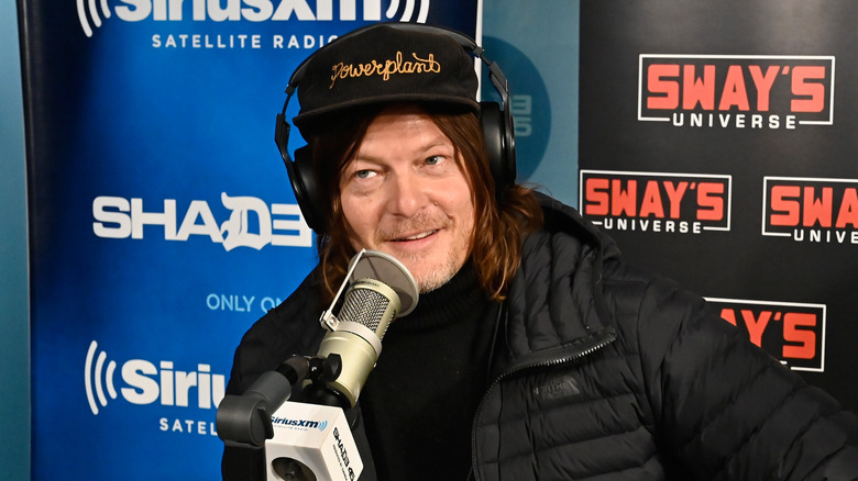 Norman Reedus at radio microphone