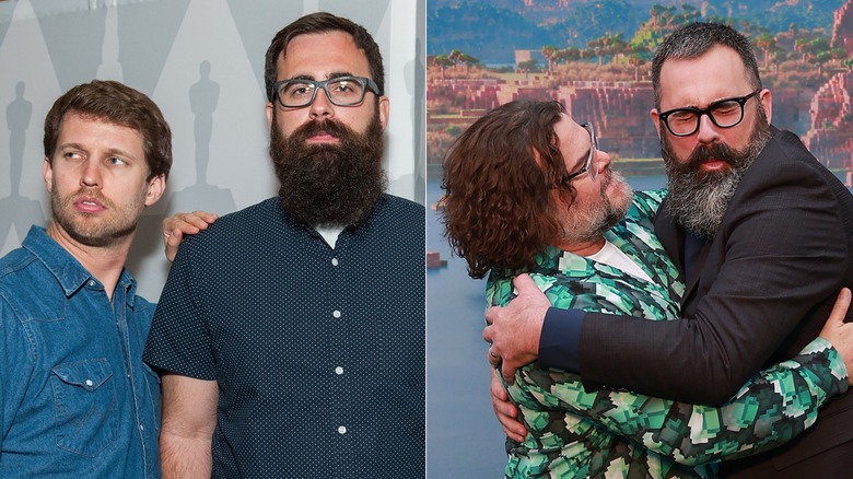 Jon Heder and Jared Hess (left); Jared Hess and Jack Black (right)
