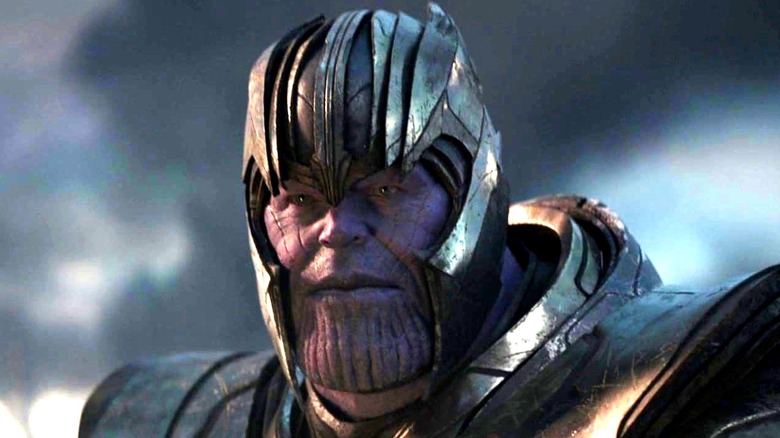 Thanos wearing his helmet in Avengers: Endgame