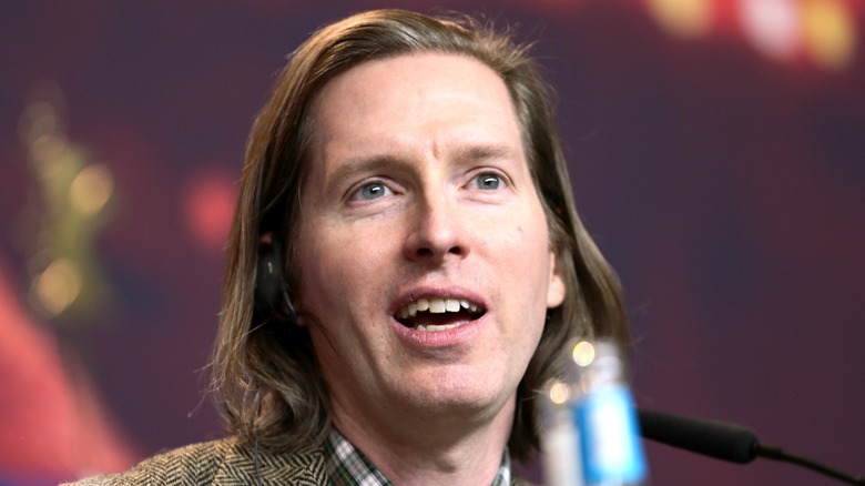 Director Wes Anderson speaking at event