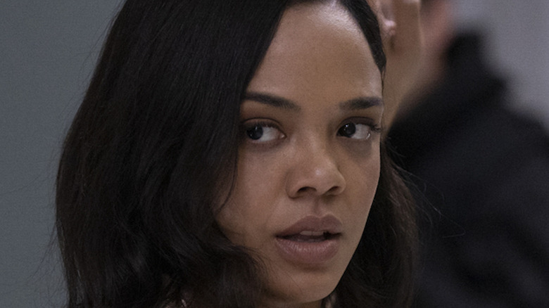 Tessa Thompson as Hale looking sideways